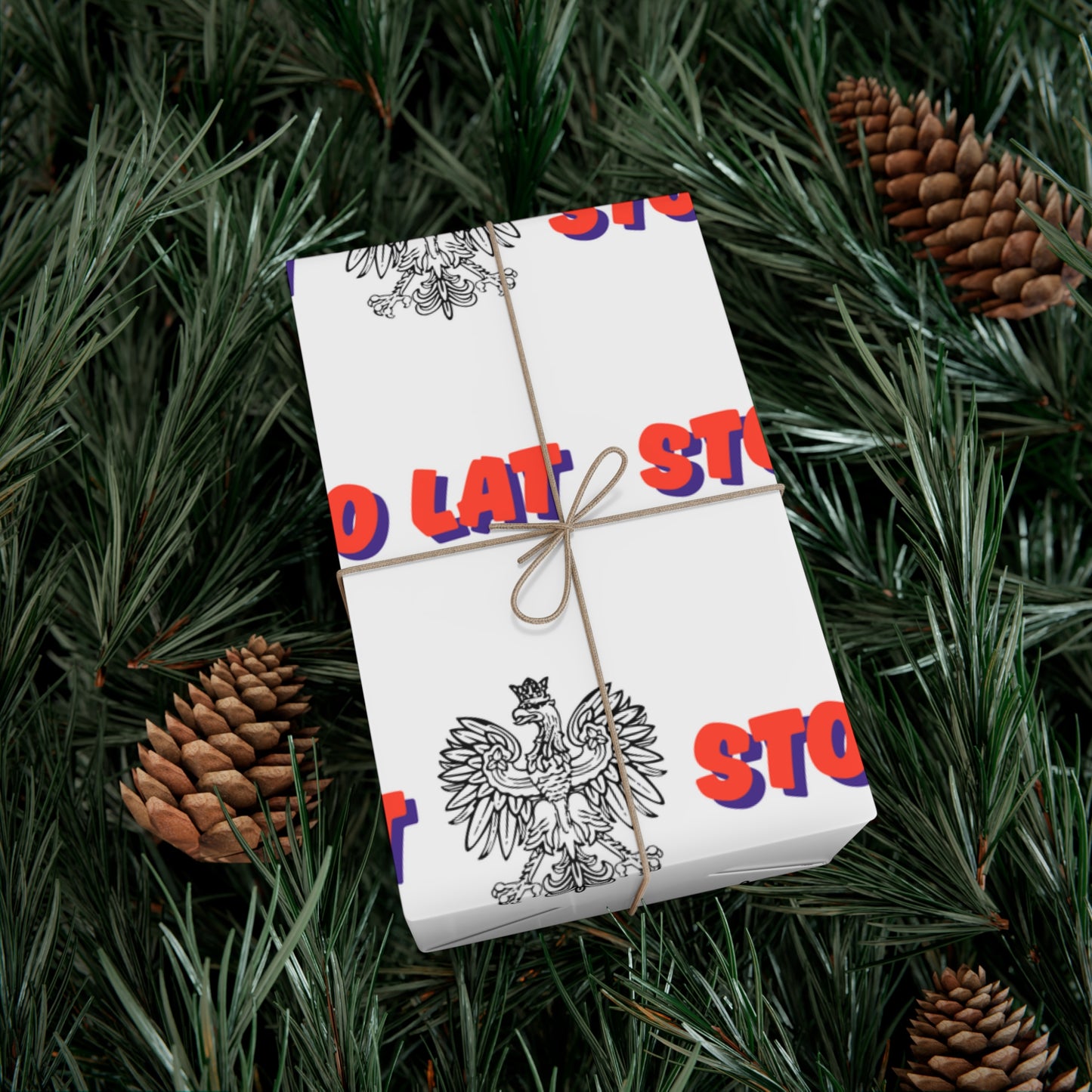 Sto Lat Gift Wrap, Polish Eagle Design, Unique Wrapping Paper for Holidays, Birthdays, Weddings, Celebrations