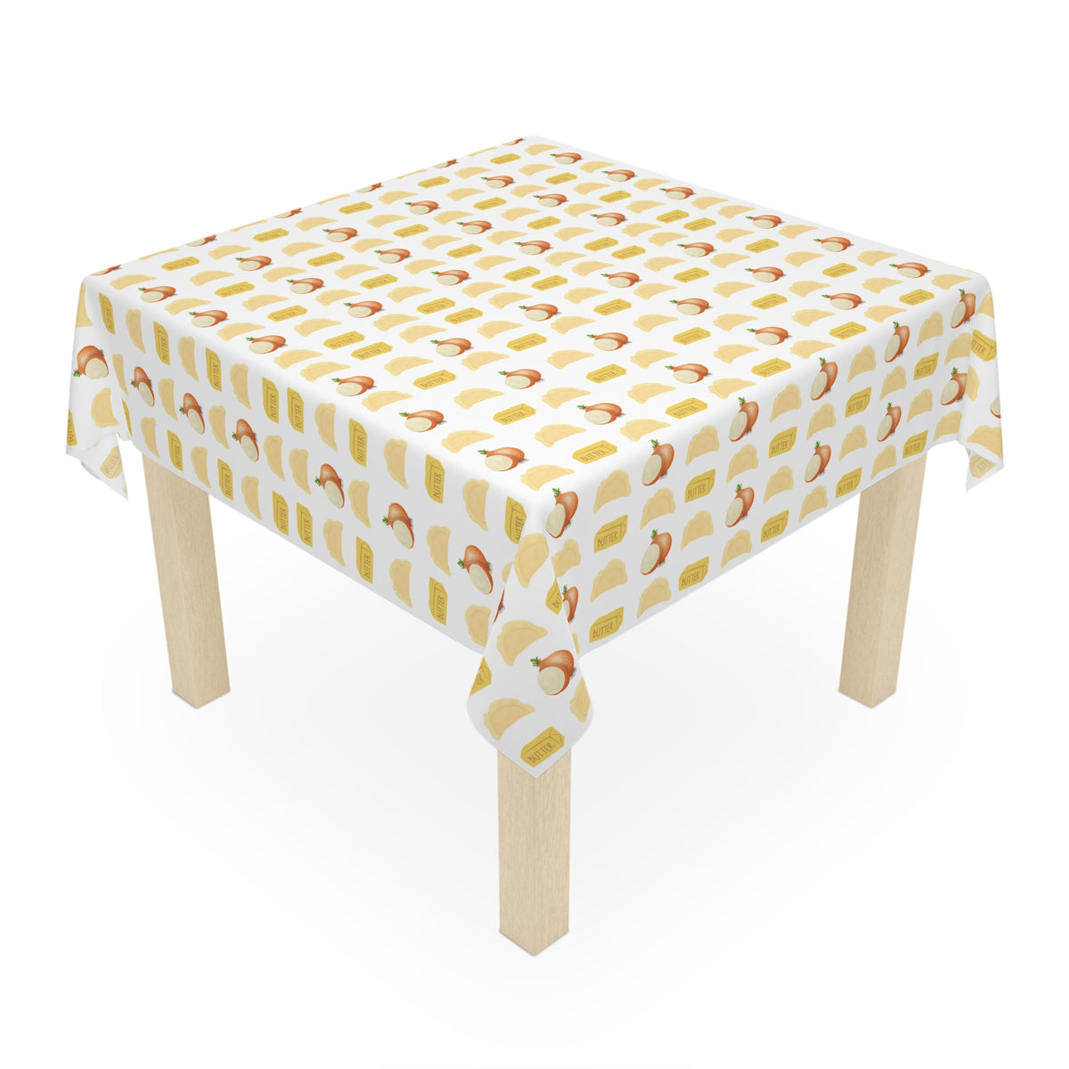 Pierogi Butter and Onions Pattern Tablecloth — Kitchen Dining Decor