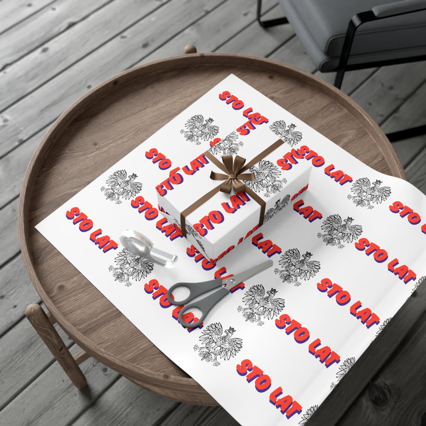 Sto Lat Gift Wrap, Polish Eagle Design, Unique Wrapping Paper for Holidays, Birthdays, Weddings, Celebrations