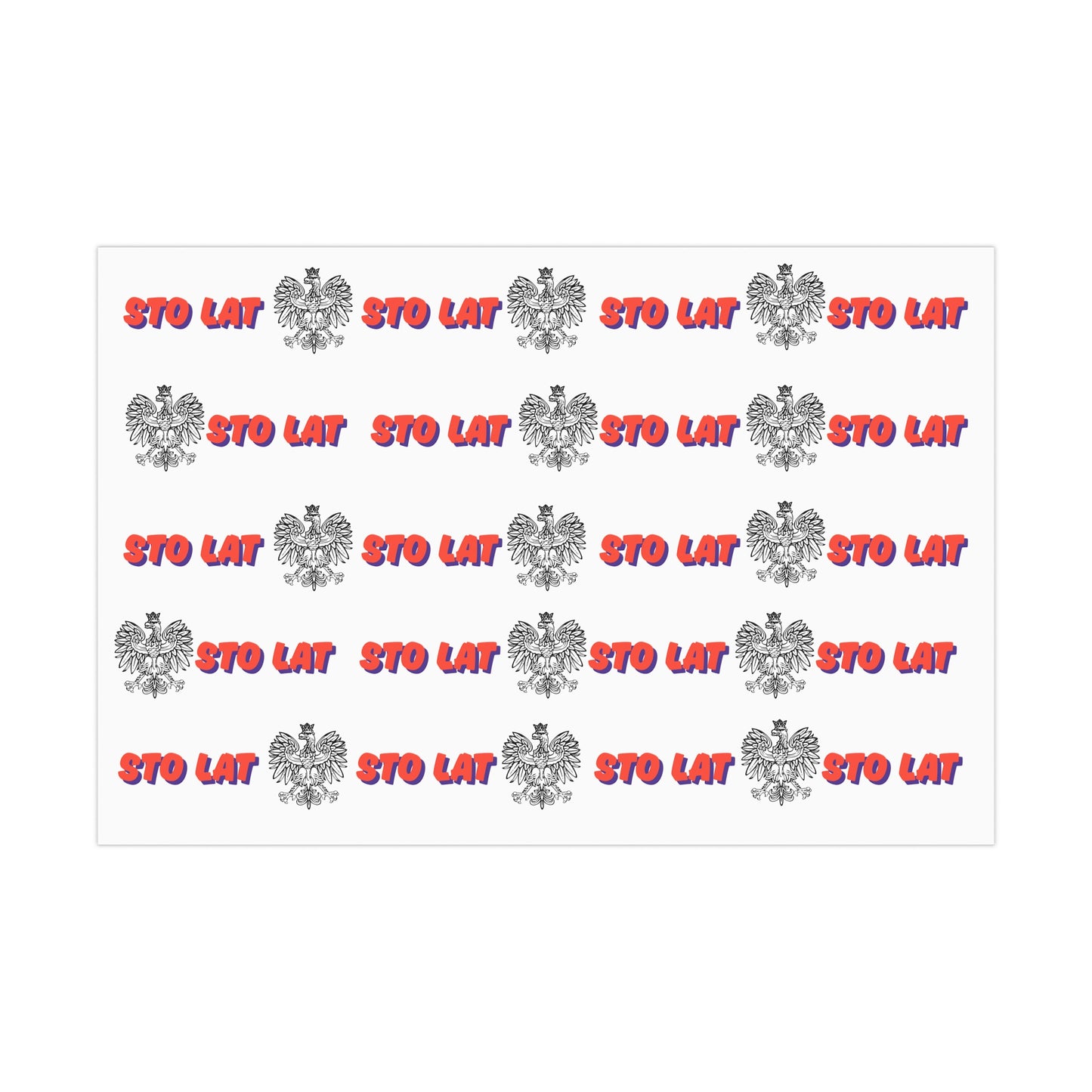 Sto Lat Gift Wrap, Polish Eagle Design, Unique Wrapping Paper for Holidays, Birthdays, Weddings, Celebrations