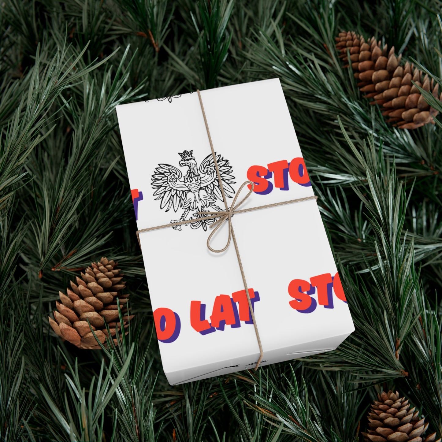 Sto Lat Gift Wrap, Polish Eagle Design, Unique Wrapping Paper for Holidays, Birthdays, Weddings, Celebrations