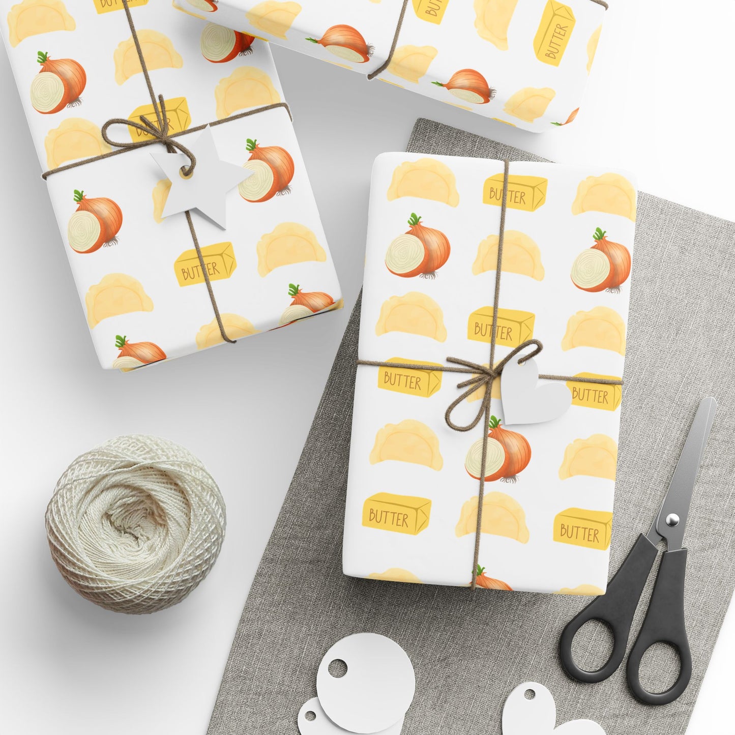 Pierogi, Onions and Butter Wrapping Paper, Creative Gift Wrap, Holiday Wrap, Birthday Wrapping, Decorative Paper for All Occasions, Unique Gift Presentation