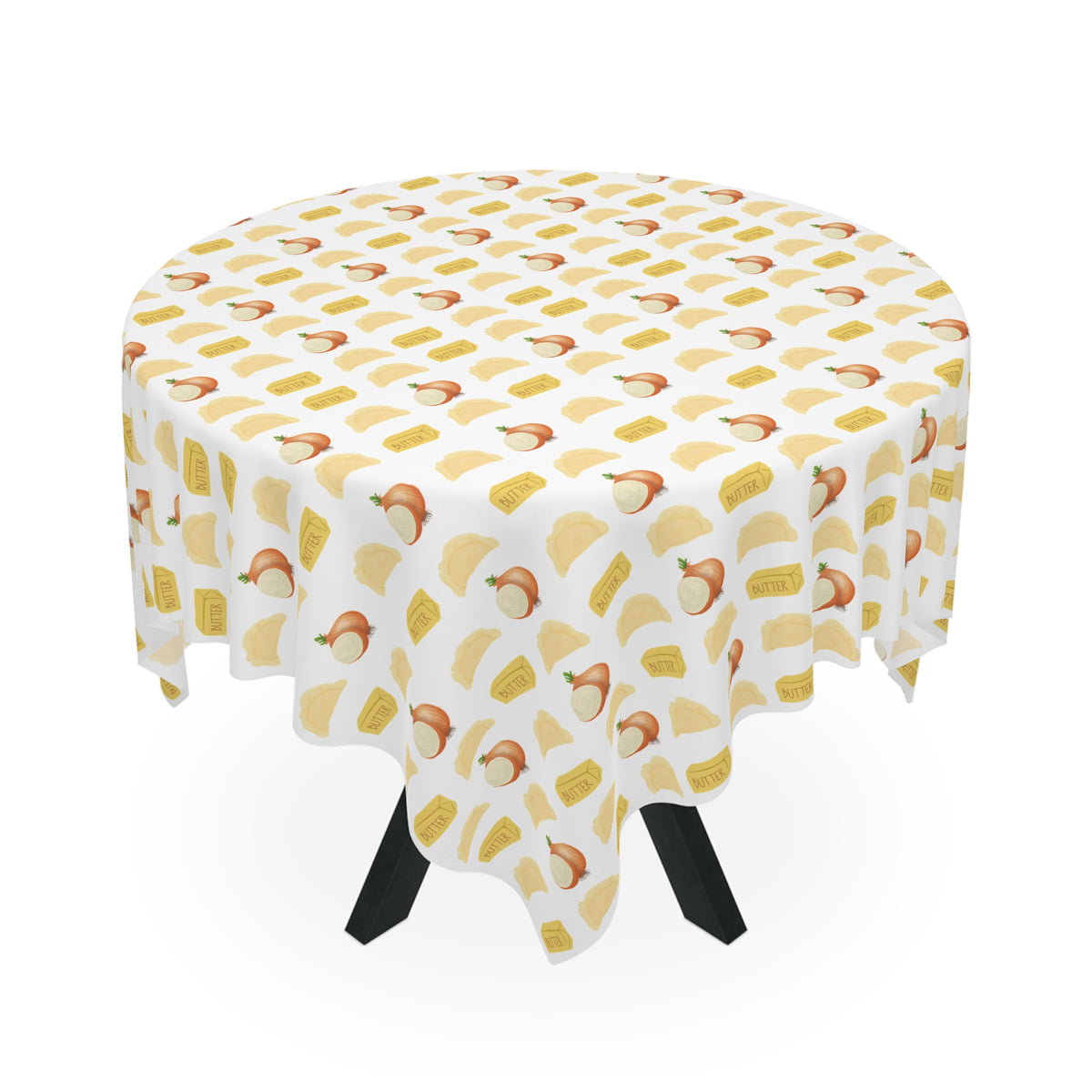 Pierogi Butter and Onions Pattern Tablecloth — Kitchen Dining Decor