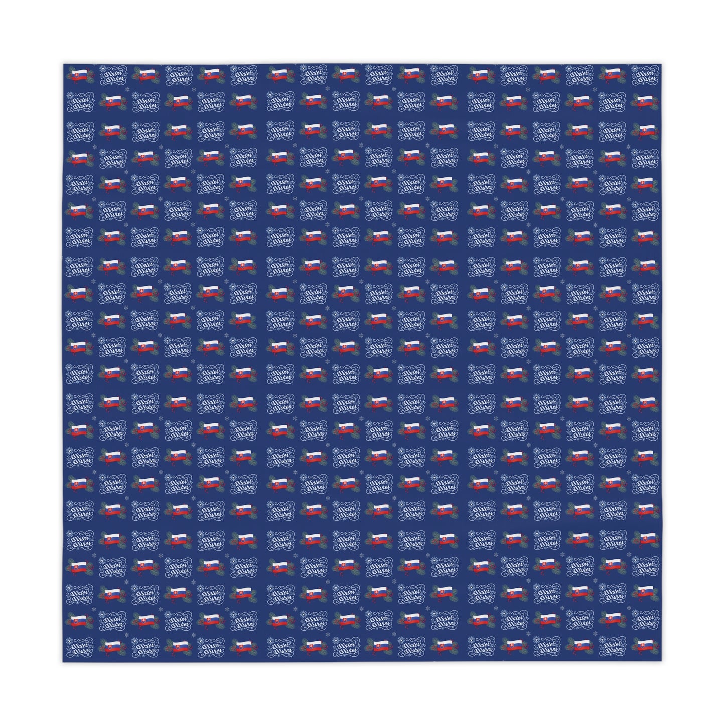 Slovak Winter Wishes Pattern Tablecloth — Kitchen Dining Decor