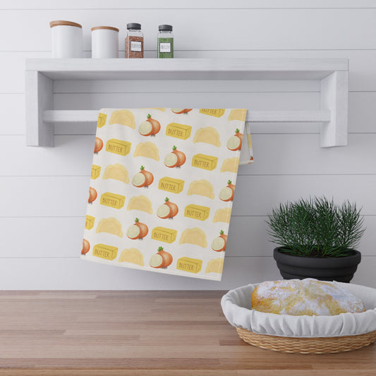 Pierogi, Butter & Onions Tea Towels | Cute Kitchen Decor, Housewarming Gift, Culinary Gift, Farmhouse Style, Kitchen Accessories