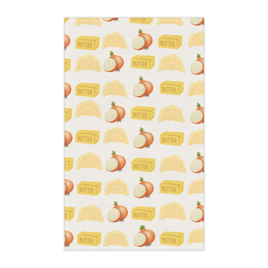Pierogi, Butter & Onions Tea Towels | Cute Kitchen Decor, Housewarming Gift, Culinary Gift, Farmhouse Style, Kitchen Accessories
