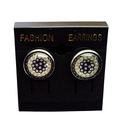 #63 Polish Pottery Jewelry 20mm Earrings post pierced