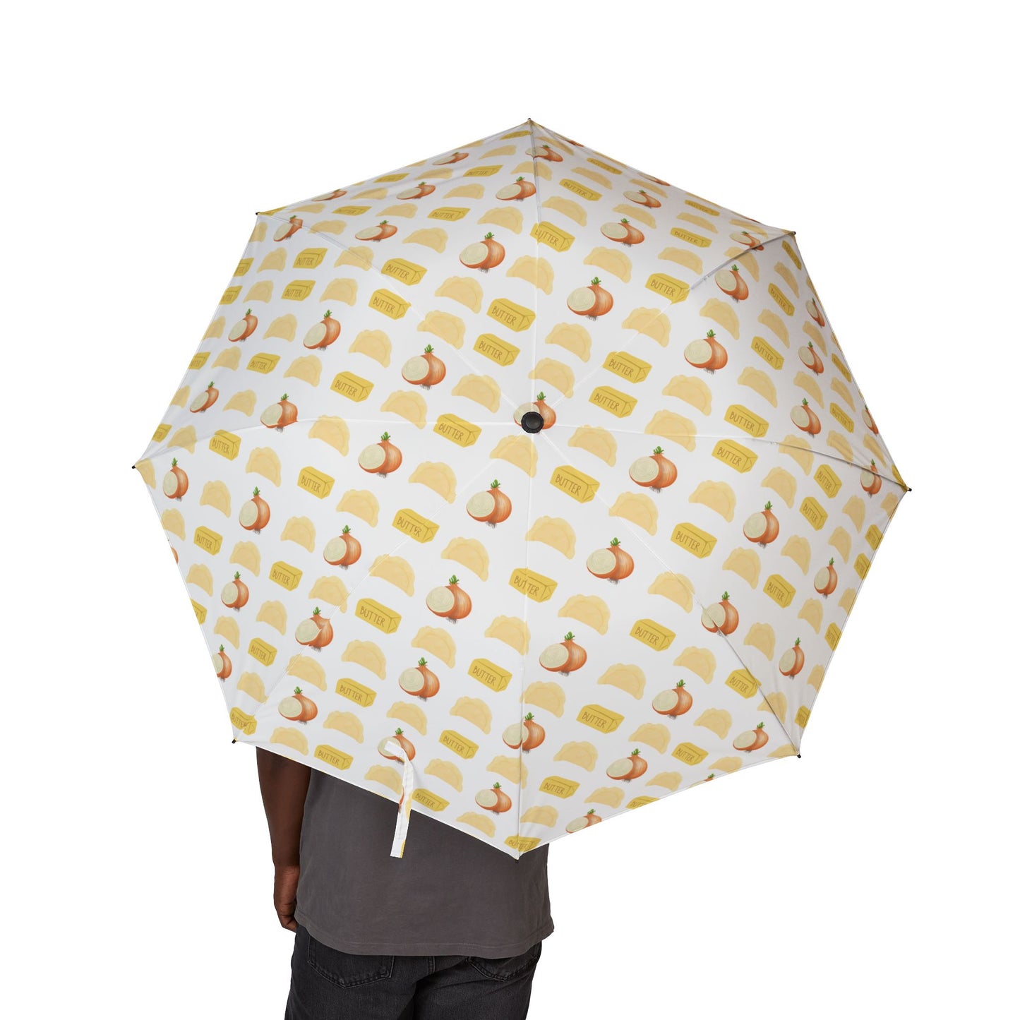 Semi-Automatic Foldable Umbrella Pierogi Onions and Butter Theme