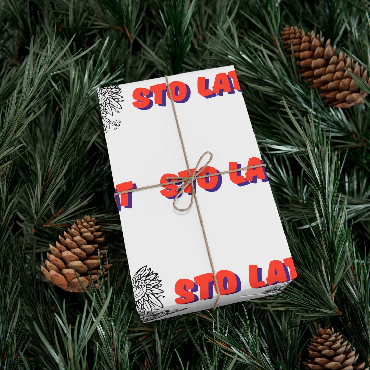 Sto Lat Gift Wrap, Polish Eagle Design, Unique Wrapping Paper for Holidays, Birthdays, Weddings, Celebrations