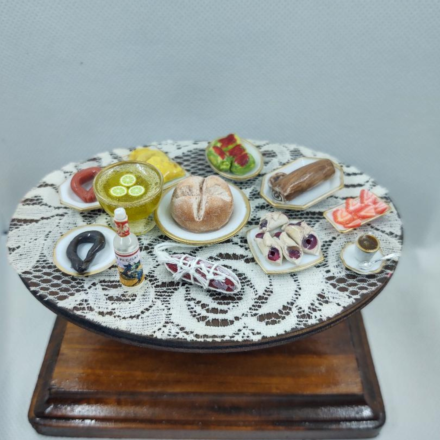 Polish Kitchen Polska Figurine Miniature Diorama in Clear Gable Box 1:12 inch scale Gift Idea for Polish Friend