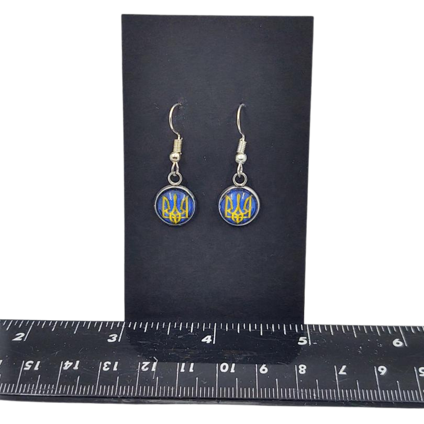Ukrainian Tryzub 10 mm dangle earrings
