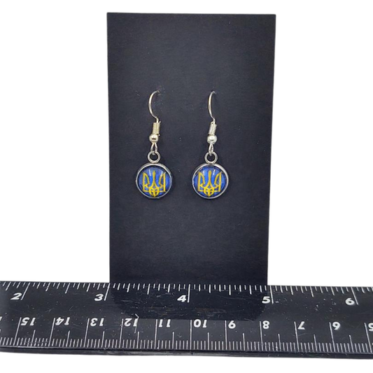 Ukrainian Tryzub 10 mm dangle earrings