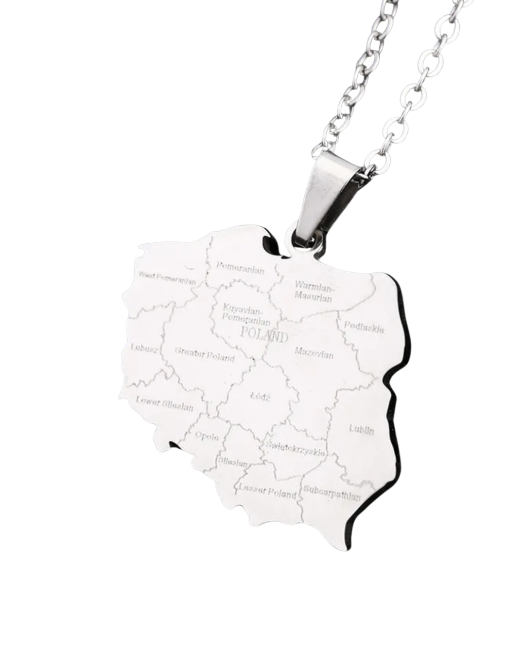 Stainless Steel Plated Map of Poland Necklace