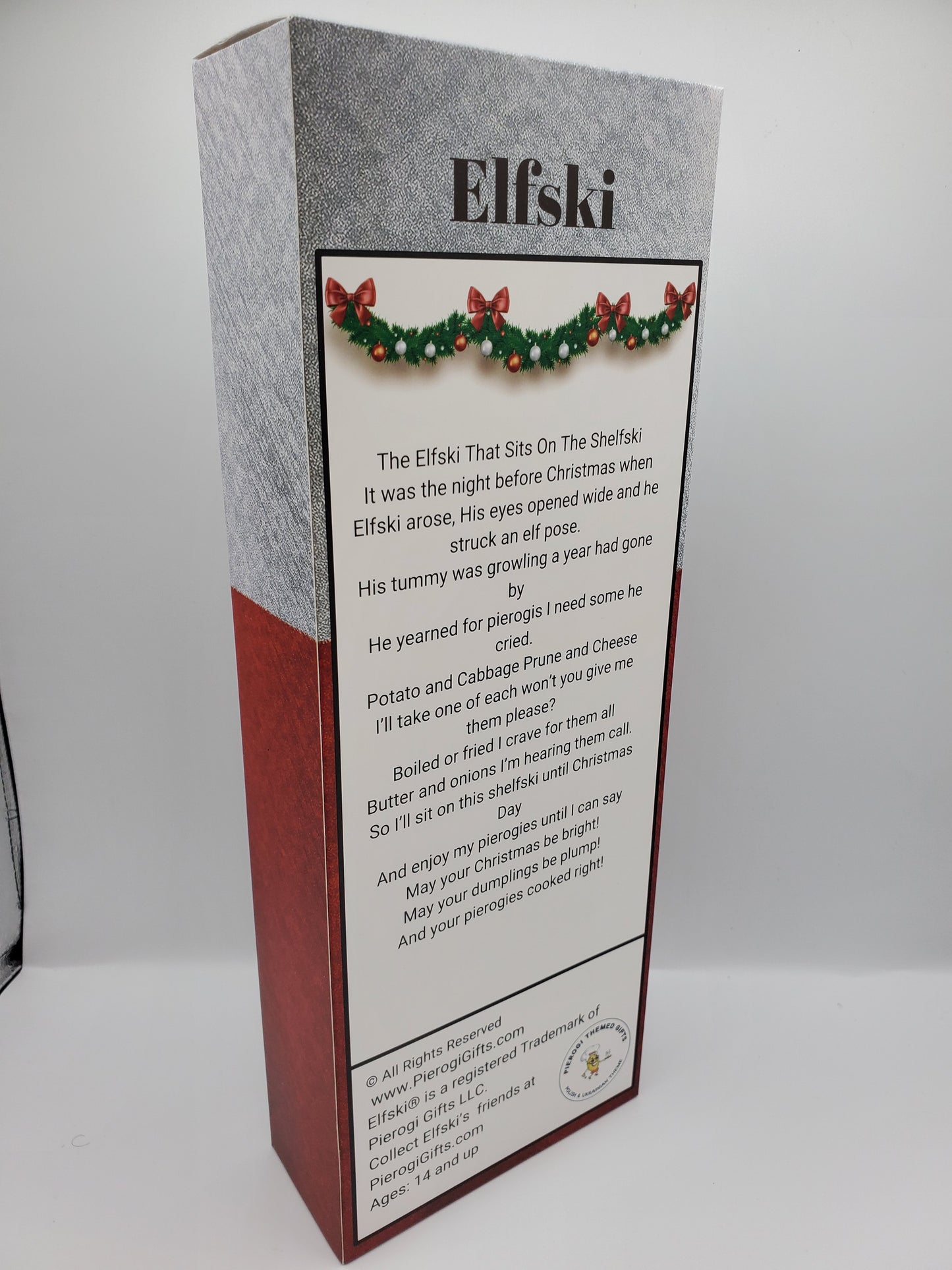 Pierogi Gifts Elfski & Elski Polish Elves collectible doll box with poem and festive design