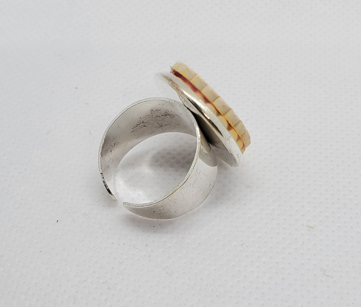 Pierogi Gifts silver band European Linzer cookie ring with detailed cookie design on top