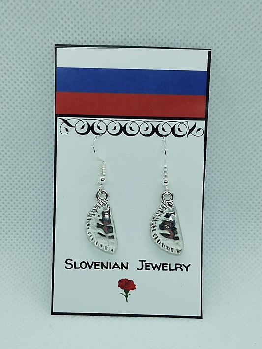 Slovenian Pierced earrings shaped like traditional pierogi dumplings by Pierogi Gifts