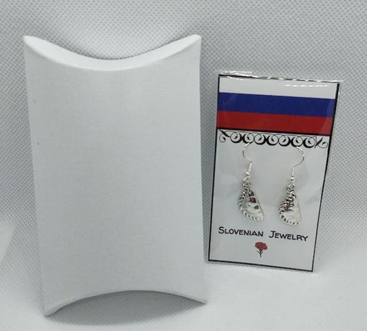 Slovenian Pierced earrings silver tone drop earrings with Slovenian flag packaging by Pierogi Gifts