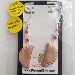 .925 Hypo Allerg Sterling Silver Pierogi Shaped Earrings - Drop