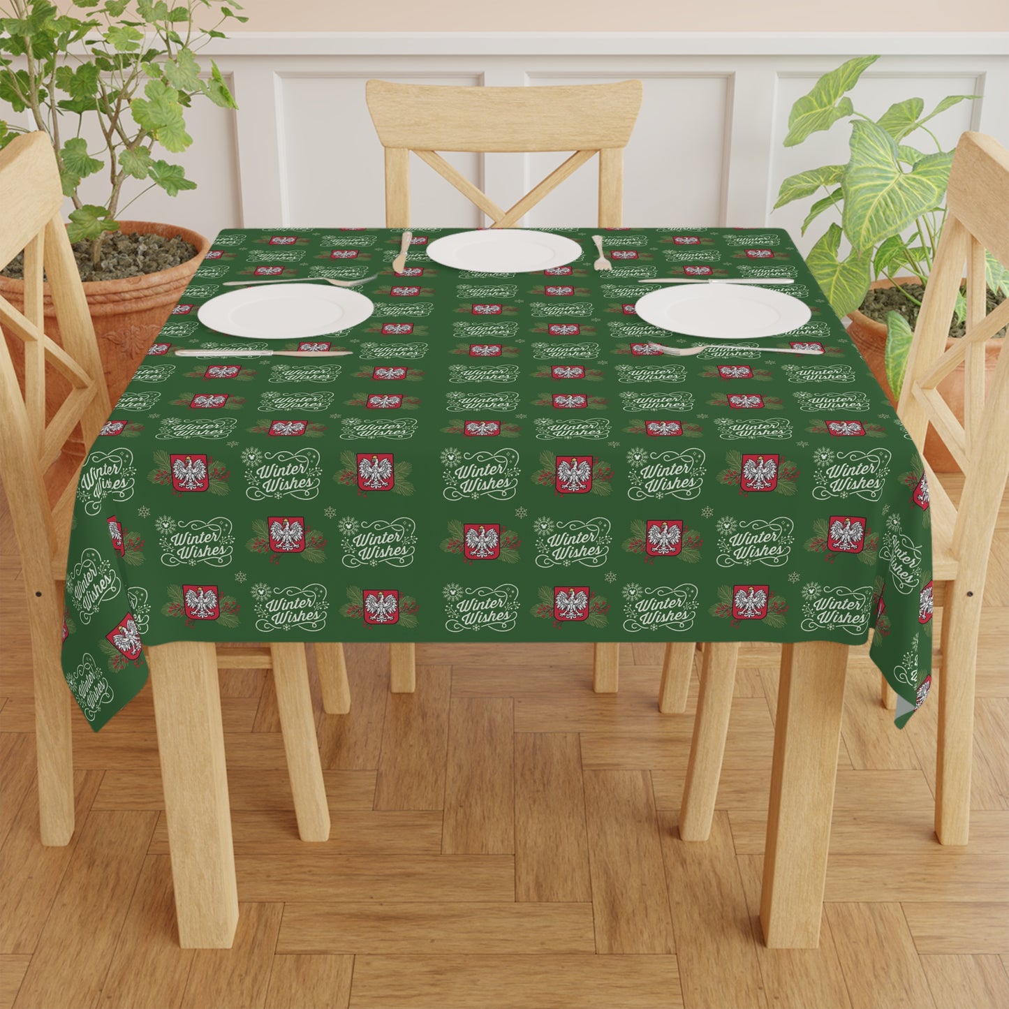 Winter Wishes Polish Eagle Pattern Tablecloth —  Kitchen Dining Decor