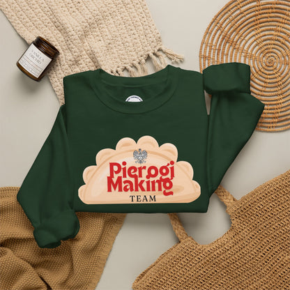 Pierogi Making Team Crewneck Sweatshirt | Polish Pierogi Design With Polish Eagle