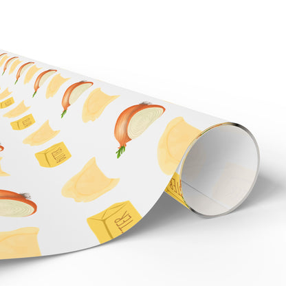 Pierogi, Onions and Butter Wrapping Paper, Creative Gift Wrap, Holiday Wrap, Birthday Wrapping, Decorative Paper for All Occasions, Unique Gift Presentation