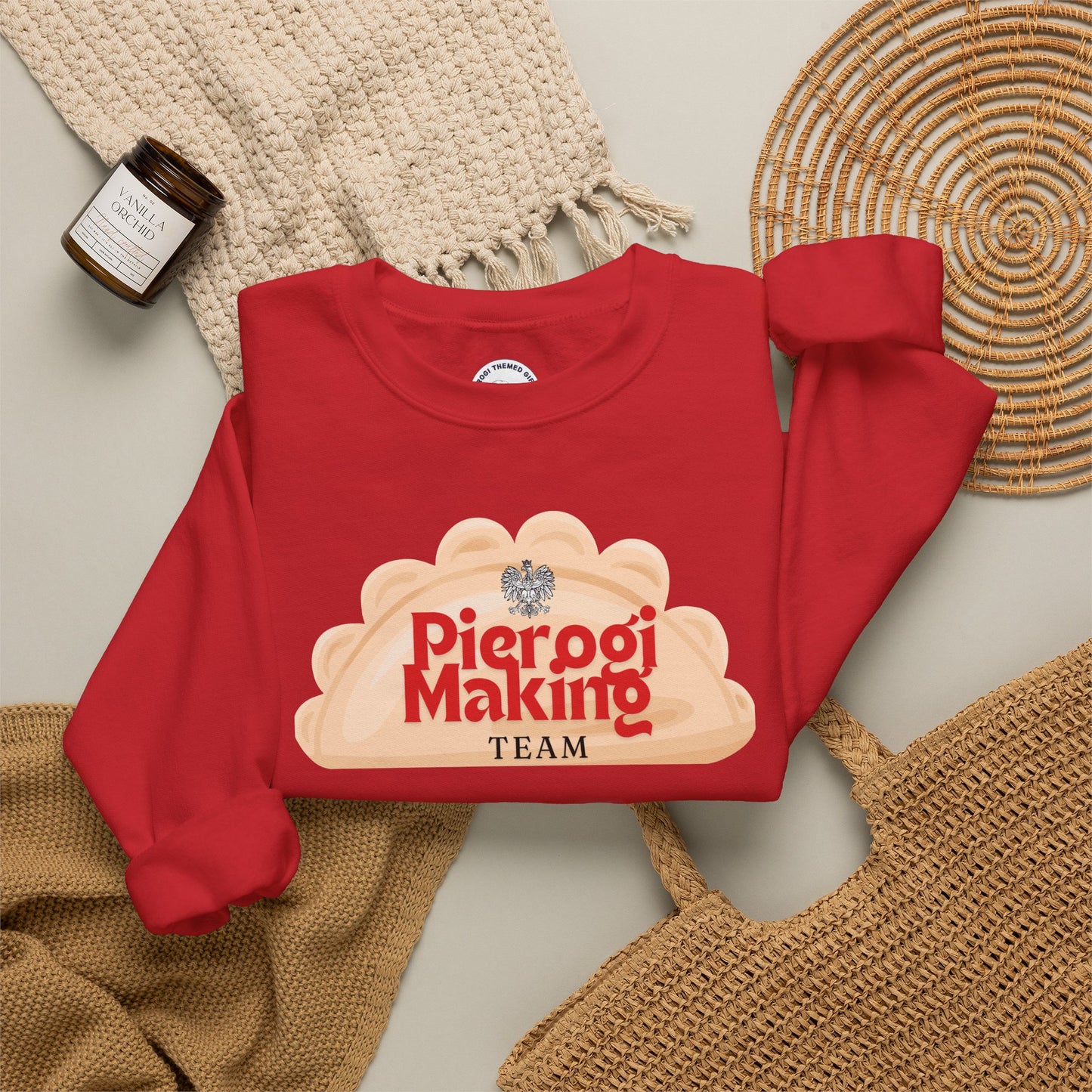 Pierogi Making Team Crewneck Sweatshirt | Polish Pierogi Design With Polish Eagle