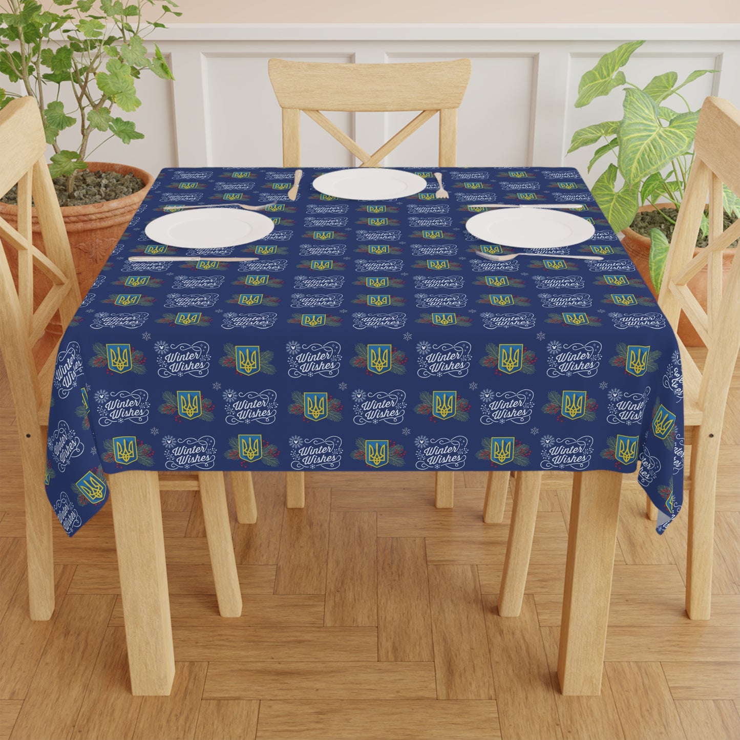 Winter Wishes Ukrainian Pattern Tablecloth —  Kitchen Dining Decor