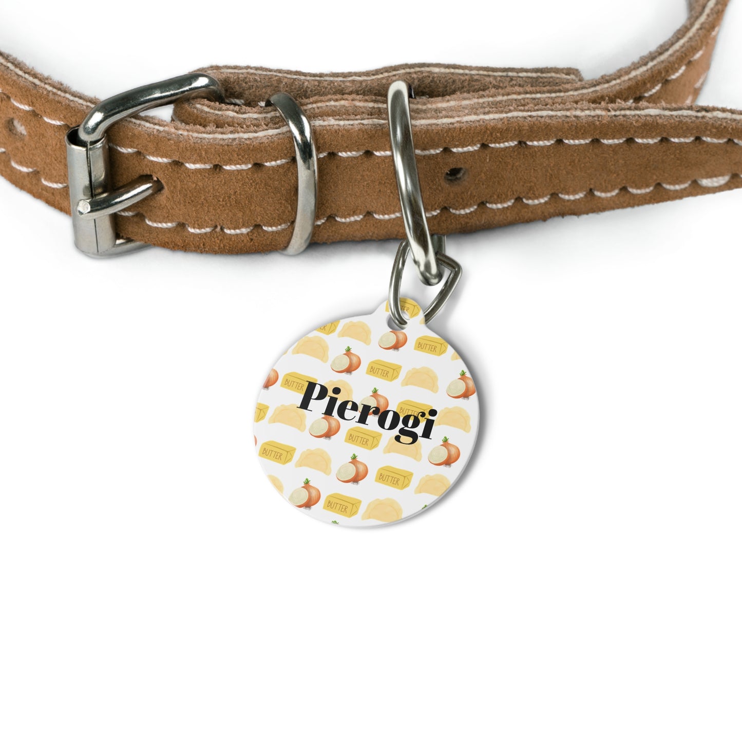 Pierogi Pet Tag - Personalized Polish Dumpling Pattern ID Tag