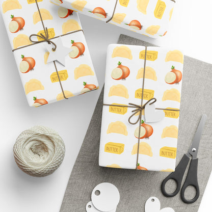 Pierogi, Onions and Butter Wrapping Paper, Creative Gift Wrap, Holiday Wrap, Birthday Wrapping, Decorative Paper for All Occasions, Unique Gift Presentation