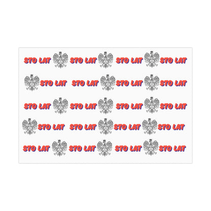 Sto Lat Gift Wrap, Polish Eagle Design, Unique Wrapping Paper for Holidays, Birthdays, Weddings, Celebrations
