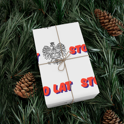 Sto Lat Gift Wrap, Polish Eagle Design, Unique Wrapping Paper for Holidays, Birthdays, Weddings, Celebrations