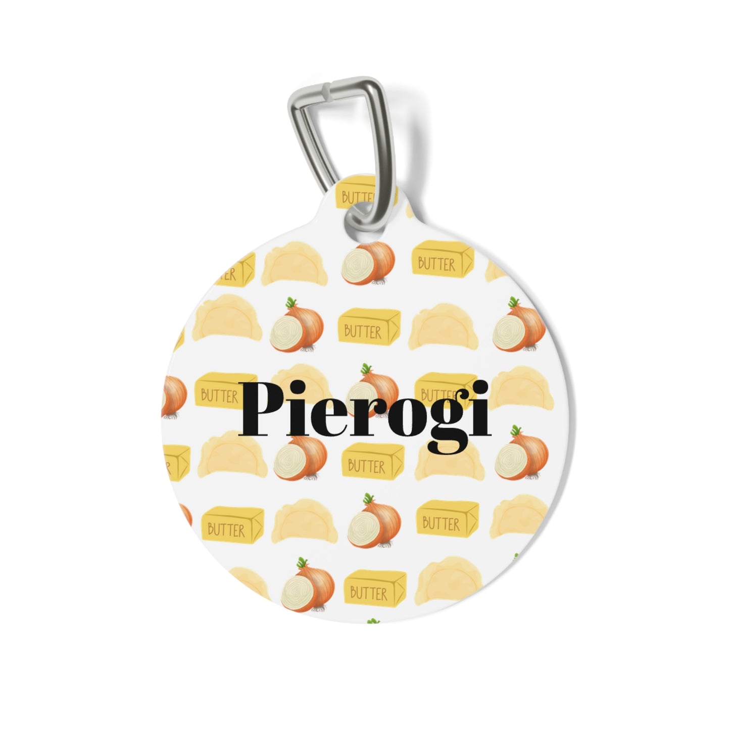 Pierogi Pet Tag - Personalized Polish Dumpling Pattern ID Tag