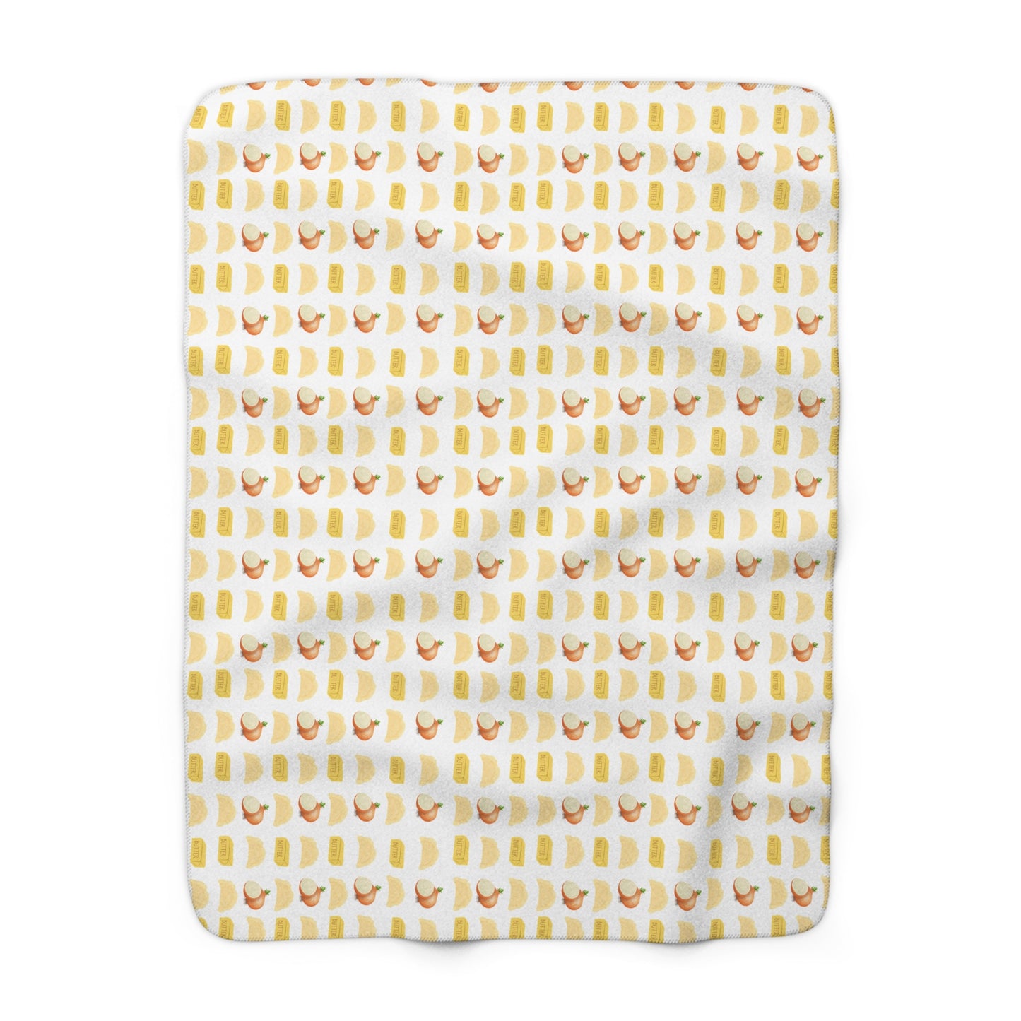 Pierogi, Onions and Butter Sherpa Fleece Blanket — Cozy Pattern Plush Throw