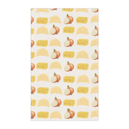 Pierogi, Butter & Onions Tea Towels | Cute Kitchen Decor, Housewarming Gift, Culinary Gift, Farmhouse Style, Kitchen Accessories