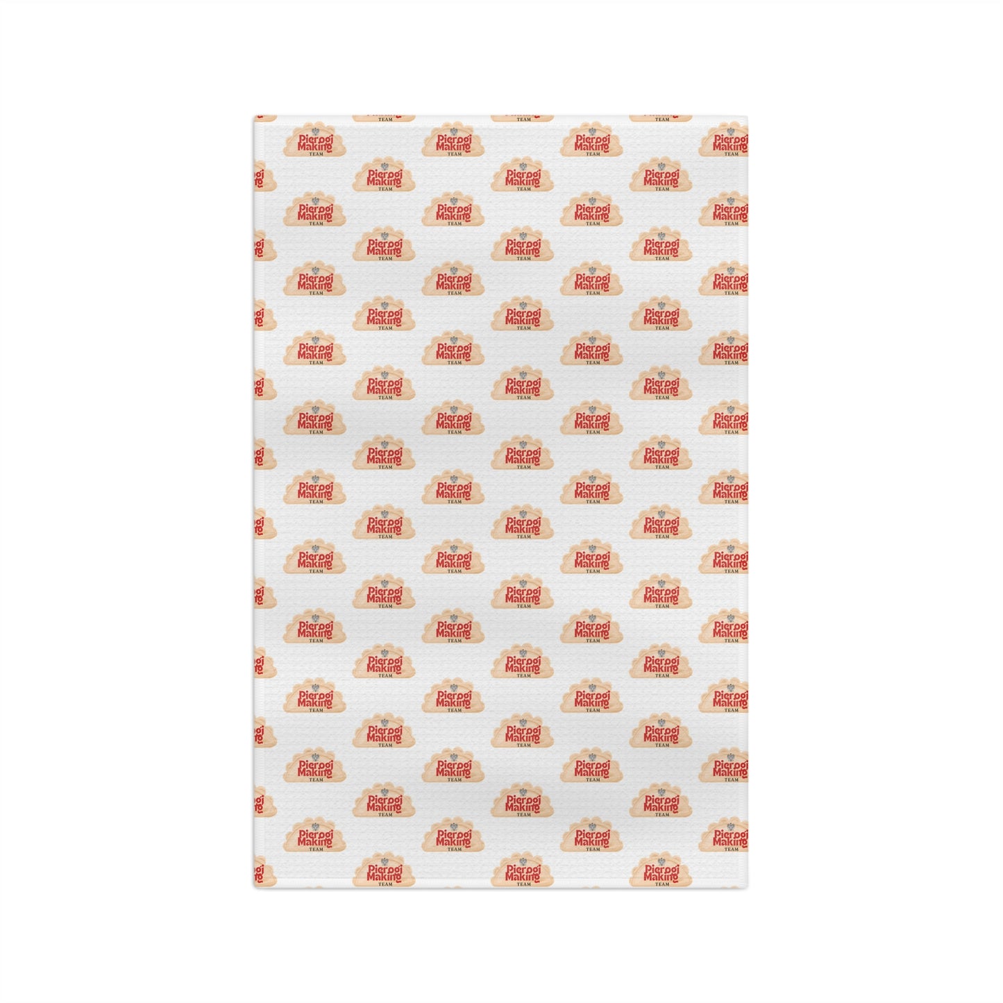 Pierogi Making Team Microfiber Tea Towel | Repeat Pattern with Polish Eagle