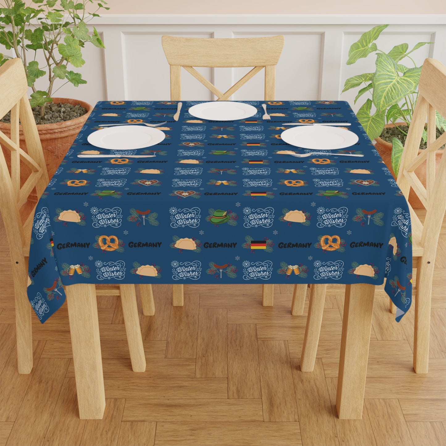 Germany Winter Wishes Pattern Tablecloth —  Kitchen Dining Decor