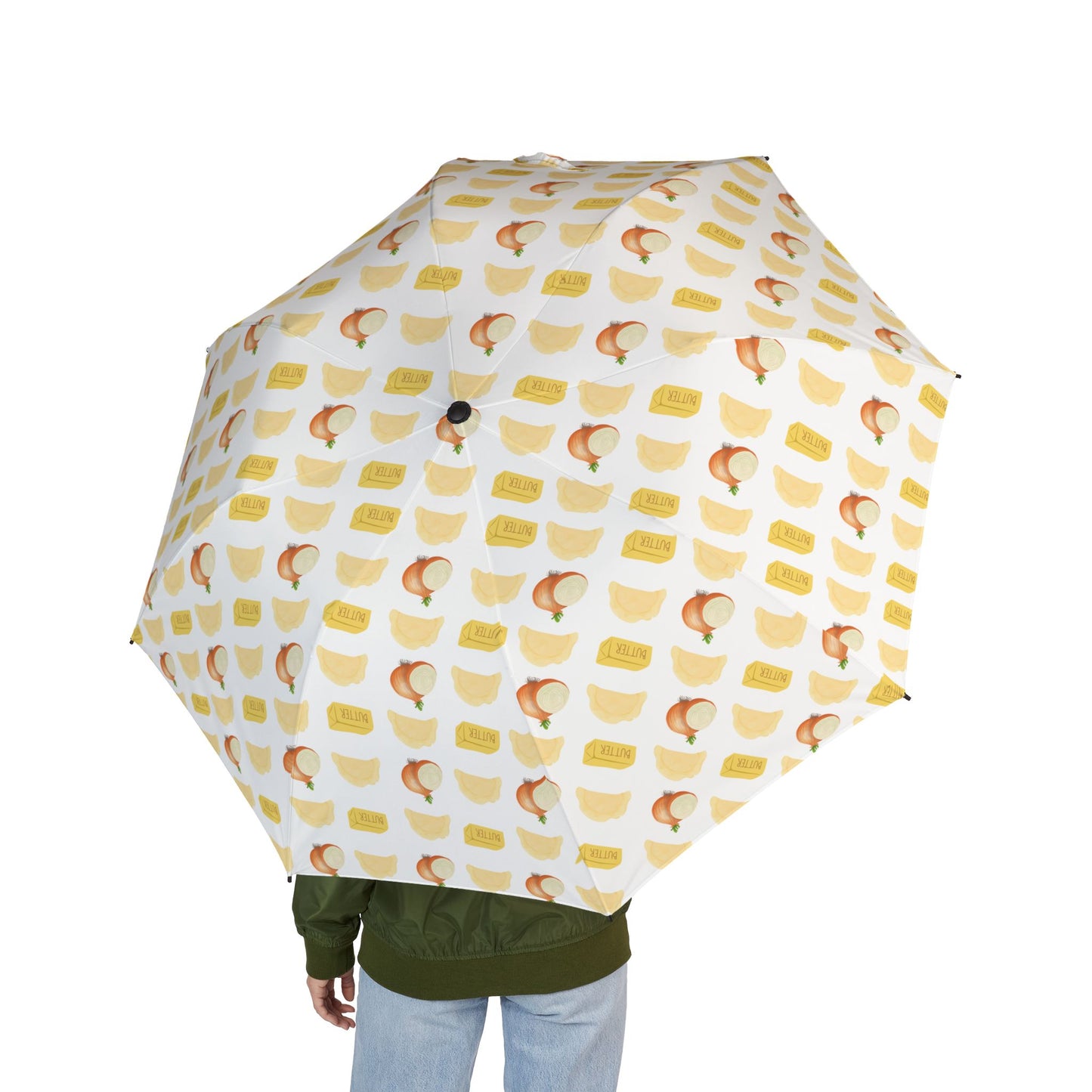 Semi-Automatic Foldable Umbrella Pierogi Onions and Butter Theme