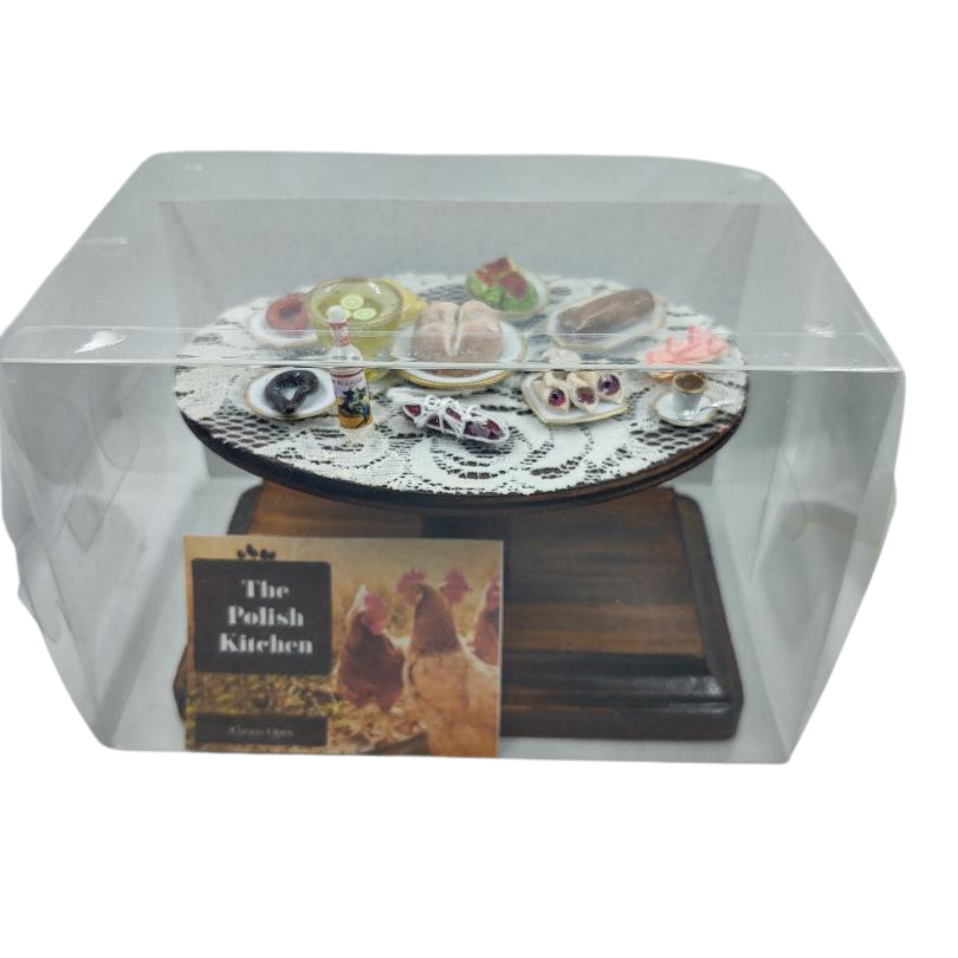 Polish Kitchen Polska Figurine Miniature Diorama in Clear Gable Box 1:12 inch scale Gift Idea for Polish Friend 