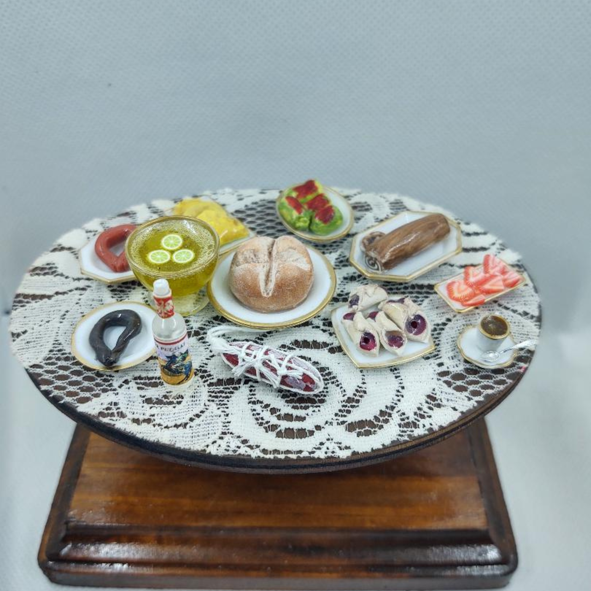 Polish Kitchen Polska Figurine Miniature Diorama in Clear Gable Box 1:12 inch scale Gift Idea for Polish Friend 