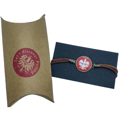 Polska Leather Bracelet Polish Falcon Polski Orzel Bialy White Eagle with pillow box