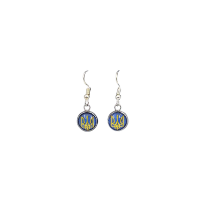 Ukrainian Tryzub 10 mm dangle earrings  