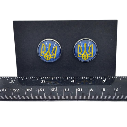 Ukrainian Tryzub 20 mm pierced post earrings