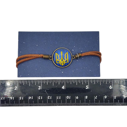 Ukrainian Tryzub Leather bracelet with measurements