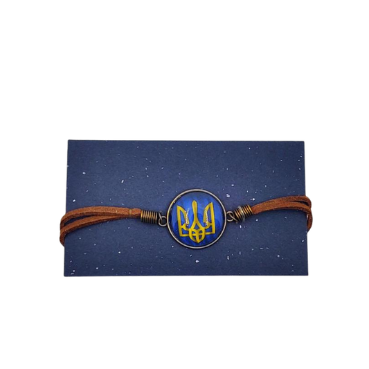 Ukrainian Tryzub Leather bracelet