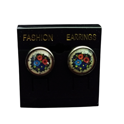 #60 Polish Pottery Jewelry 20 mm post pierced earrings. 