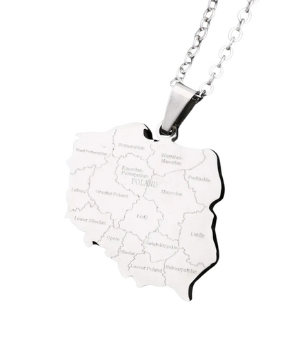 Stainless Steel Plated Map of Poland Necklace