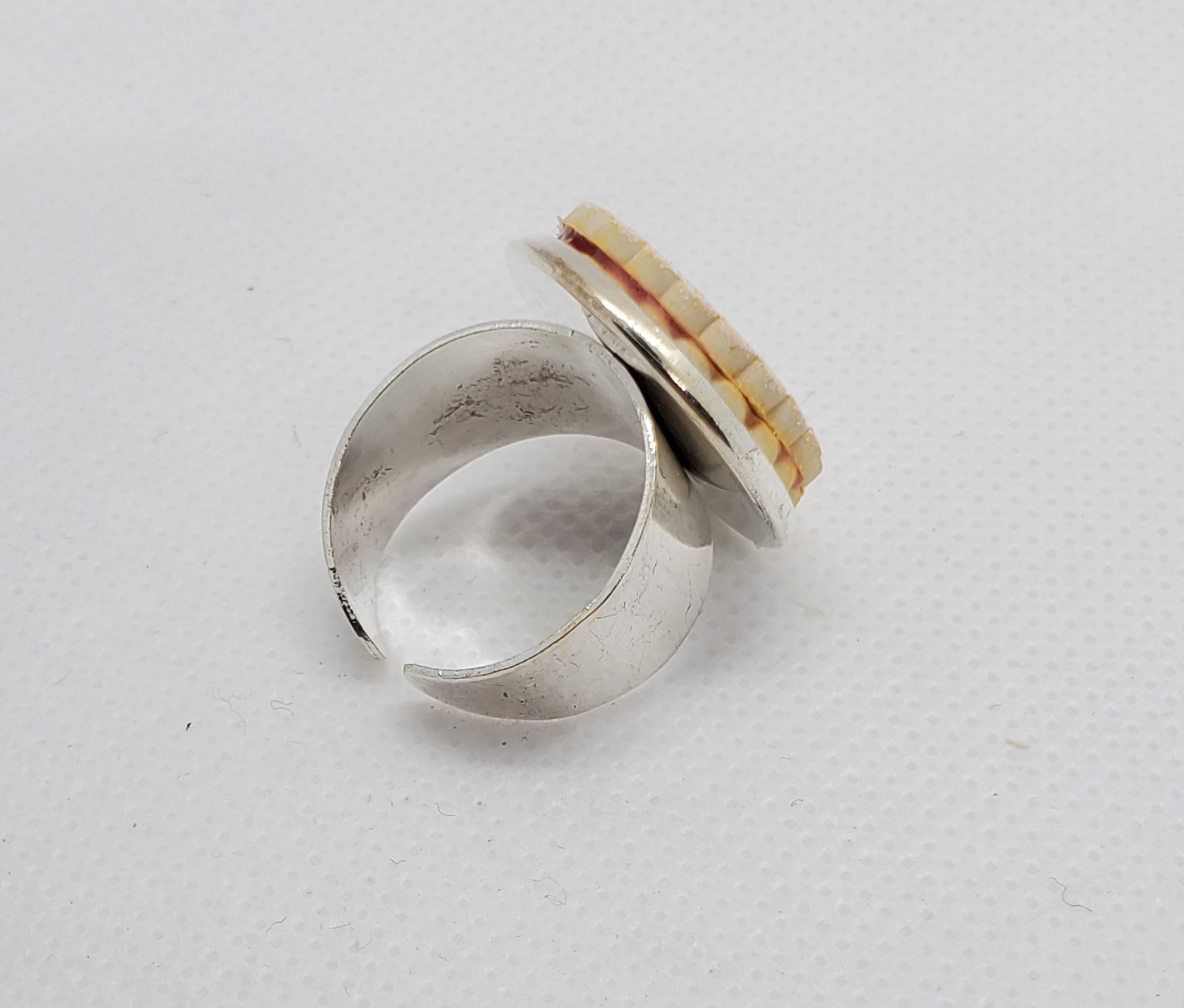 Pierogi Gifts silver band European Linzer cookie ring with detailed cookie design on top
