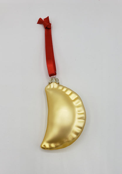 Yellow gold glass pierogi ornament