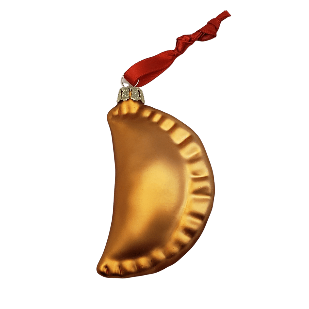 Bronze pierogi shaped christmas ornament