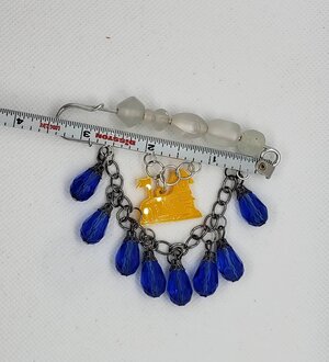 Pierogi Gifts Butter Lambs handmade novelty pins with blue beads and yellow lamb charm